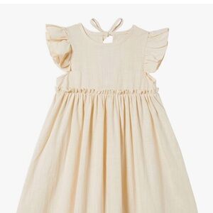 Charming Cream Kids Dress with Ruffle Sleeves
